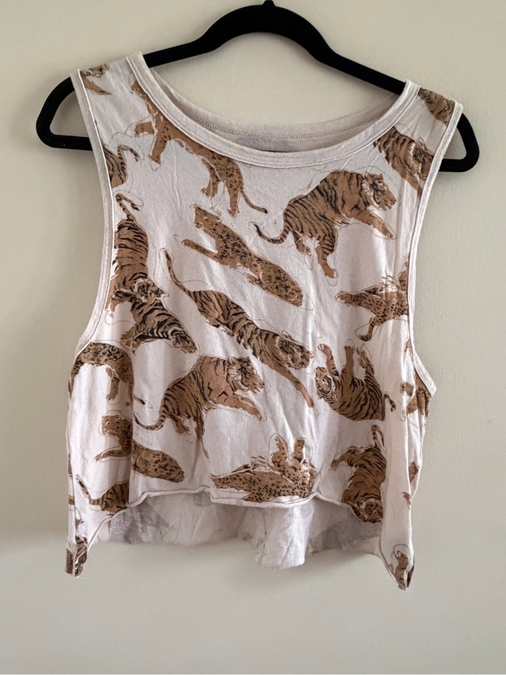 New! Chaser White Tank Top with Tan Tiger Print